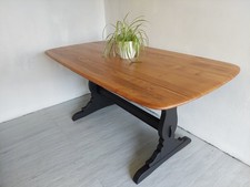 Ercol Elm Dining Table Refectory Mid Century 
