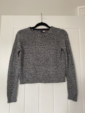 H&M Black White Speckle Fine Knit Jumper Y2K (XS)