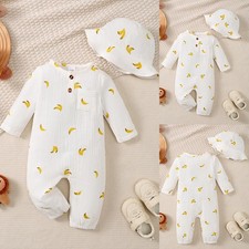 2PCS Newborn Baby Girl Romper Jumpsuit Pants Hat Outfit Infant Clothes Set