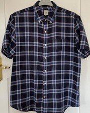 Men's Shirt Gap Size L Navy Blue Check Short sleeve Button collar Pocket