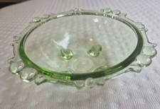 Vintage Green Glass Vanity Trinket Jewellery Powder Bowl Pot 1950s Green 14x5cm