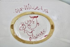 EXTREMELY RARE 1951 Bjorn Wiinblad Decorated SIGNED Caricature Signature Bowl