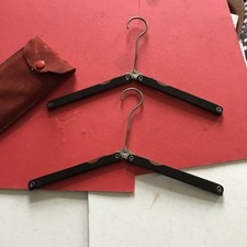 Vintage Fold Up Metal Travel Coat Hanger X 2  With  Case..See Photos
