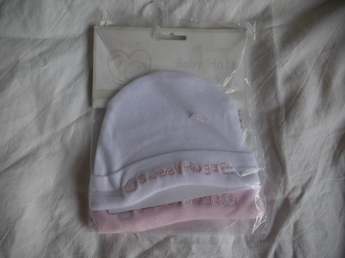 Baby hats white pink - pink, newborn