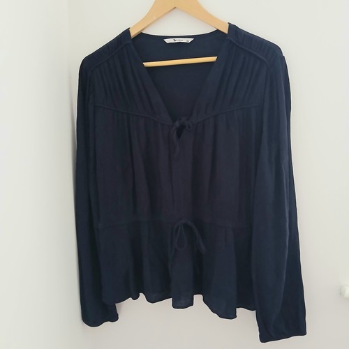 Navy boho peplum blouse - navy,