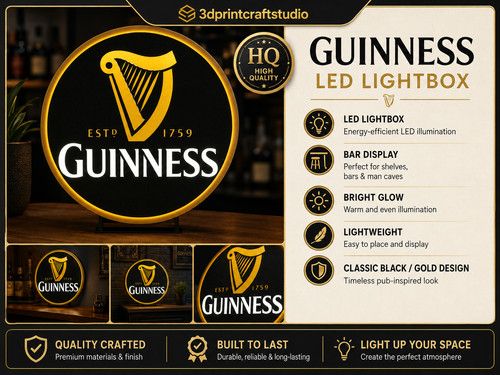 Guinness led lightbox - guinness, round