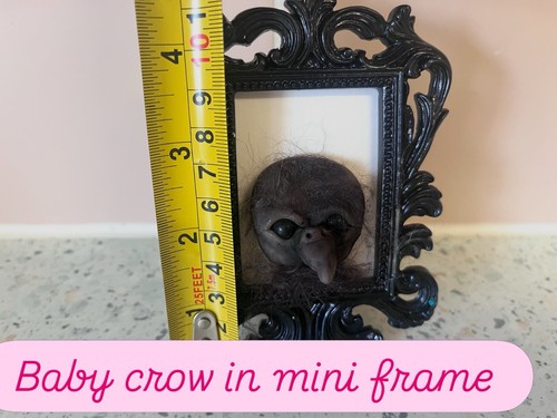 Polymer clay baby crow mini - crow,