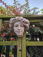 Garland Girl Wall Planter/ Art Nouveau Detailed Stone Face Plaque Ornament GIFT