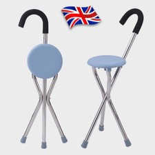 Disability Medical Aid Folding Seat Cane Resting Stool Walking Stick Chair NEW