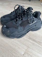 Balenciaga Triple S Nylon & Suede Trainers, Black, Size 40