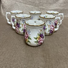 Rare Set 6 Sheer Elegance Fine Bone China Cup Mugs Beautiful Floral Gold Detail 