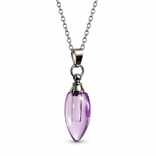 Glass vial pendant - glass, pink