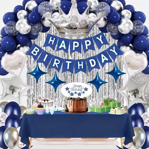 Navy blue happy birthday - happy, party