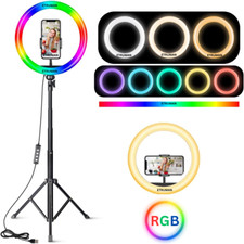 Large 30cm Multicolour Ring Light Rainbow RGB Video Tripod Phone Holder Included