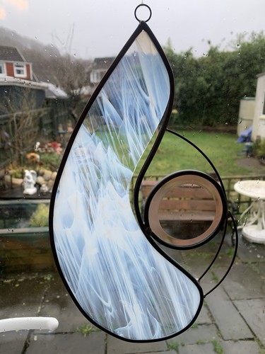 Large 29cm white stained - stained, glass