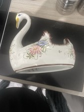 Swan Porcelain Floral Planter