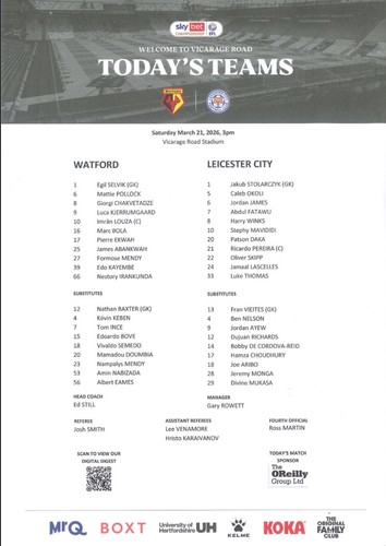 Watford leicester city fc - v,