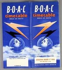 BOAC AIRLINE TIMETABLE MARCH