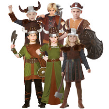 Viking Barbarian Kids Fancy Dress Medieval Saxon Boys Girls Book Day Costume
