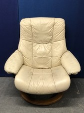 EKORNES STRESSLESS Mayfair Chair, Large, Cream Leather Recliner, Swivel Armchair