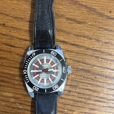 Vintage 1970s British Timex  Dial Diver Watch – Red &silver with  leather stra  