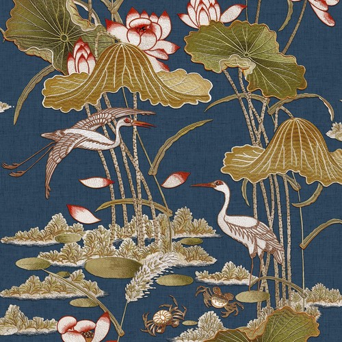 Design navy lotus pond - design, id