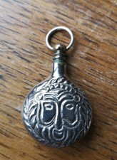 Vintage Silver Colour Perfume Bottle Pendant Chatelaine No Hallmark