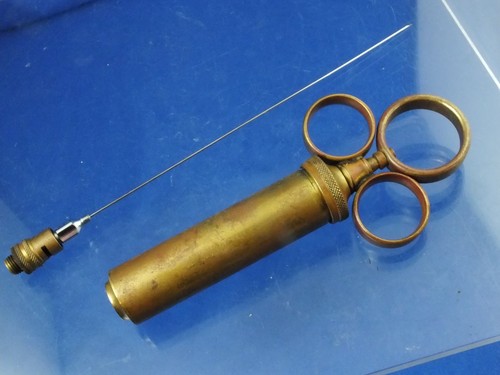 Vintage brass syringe - brass,