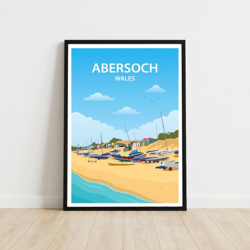 Abersoch wales travel poster - abersoch,