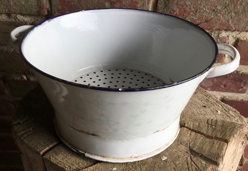 Antique french enamel colander - antique,