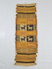 Vintage Handwoven African Fabric Pictorial Textile Tapestry 132x38cm