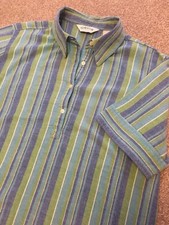 ORVIS FUNKY MULTI STRIPE 4 BUTTON SHORT SLEEVE DECK SHIRT L LARGE