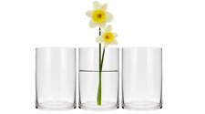 Set of 3 Clear Glass Cylinder Vases, 15cm/6 Inches Tall