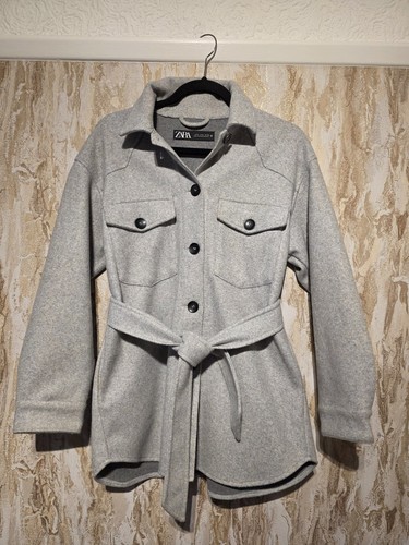 Zara grey belted shacket - grey,