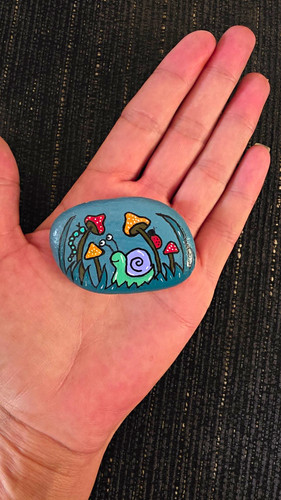 Hand painted stone rock - stone, rock/pebble