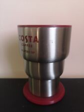 Costa Collapsible Coffee Travel Cup Mug Holder Burgundy & Silver 395ml.