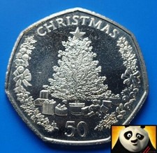 ? 2016 GIBRALTAR 50p Fifty Pence XMAS Christmas Tree Coin 