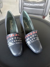 Genuine Mulberry Blue Polka Dot Shoes Size 40 Used Good Condition No Box