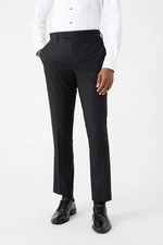 Burton Mens Suit Trousers Black Skinny Fit Tuxedo Style Elegant Formal Wear
