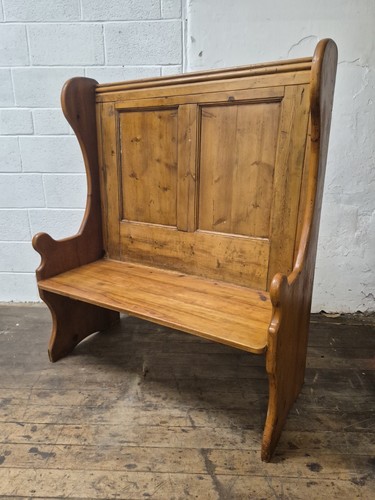 Vintage high back pine settle - back,