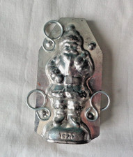 Vintage Santa Claus Chocolate Mould & Clips, Metal
