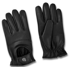 Leather Mens Driving Gloves Classic Retro Style Full Finger Car Bus Glove Black