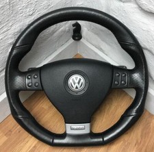 Genuine VW MK5 Golf black leather flat bottom MFSW steering wheel DSG SRS 17B