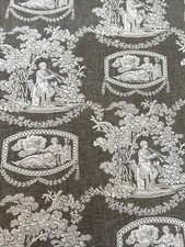 Vintage Antique Toile Wallpaper Off Cuts X3 110x 79, 102x 79, 31x79. Taupe