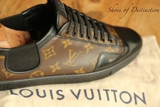 Louis Vuitton LV Monogram Black Leather Shoes Trainers Sneakers UK 8 US 9