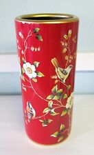 Oriental Chinese Ceramic Porcelain Red Chaffinches Umbrella Stand Pot