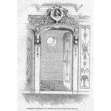 SHIPS Decorated Entrance to Berths on Great Britain Steam Ship old print 1845