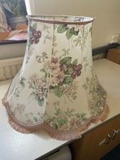 Vintage Very Large Pink Brown Cream Rose Tassel Braid Standard Lamp Shade