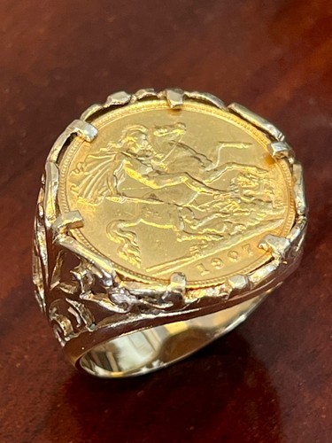 22ct gold half - sovereign, ring