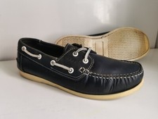 NUSHU CLASSIC BOAT UK 6.5 EU 40 MENS NAVY BLUE LEATHER MOCCASIN FLAT SHOES